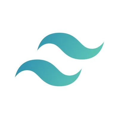 Tailwind CSS logo, two teal waves on white, the only project image on the Tailwind CSS Starter Kit drupal.org page