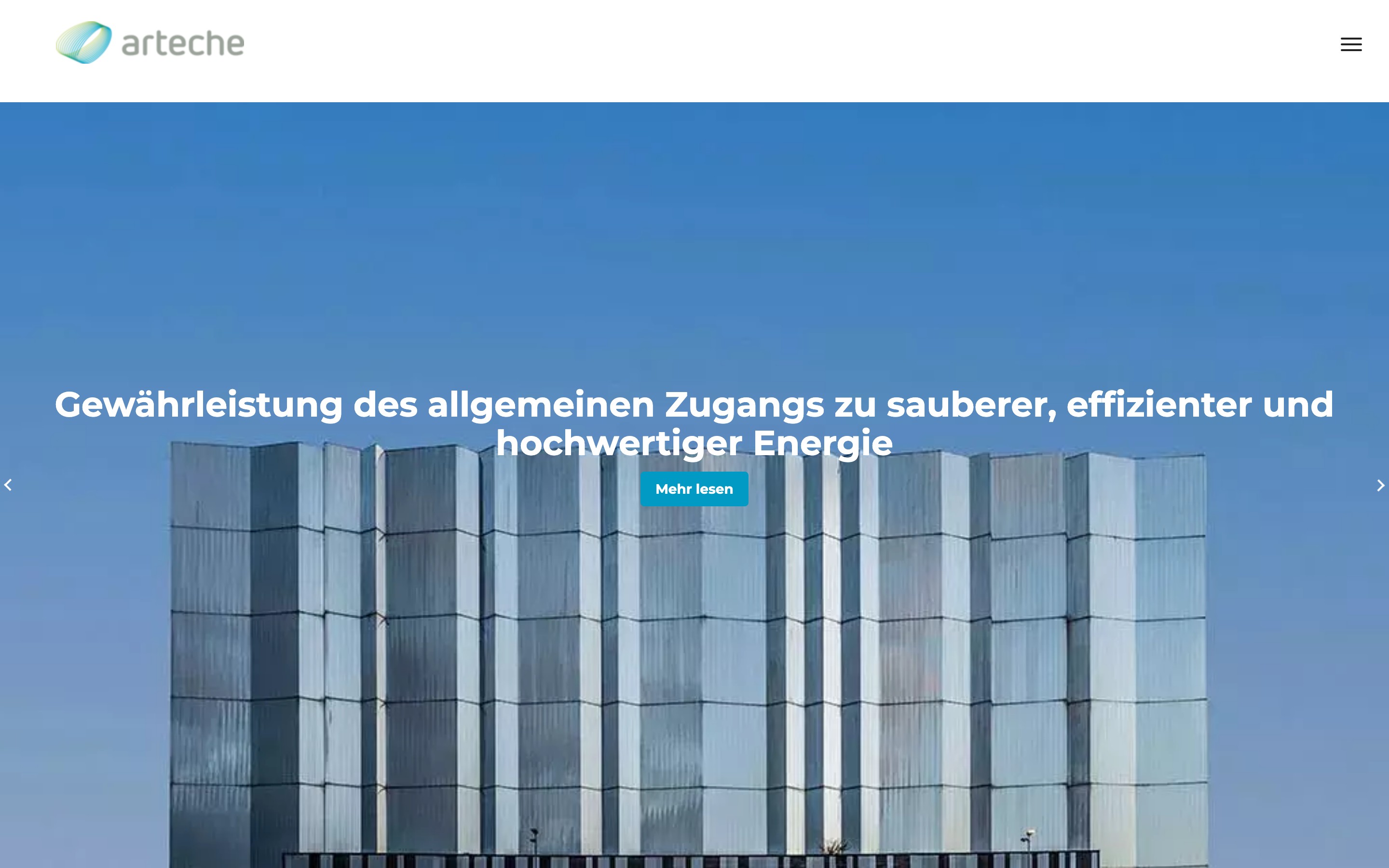 Arteche homepage in German, built with DXPR Builder