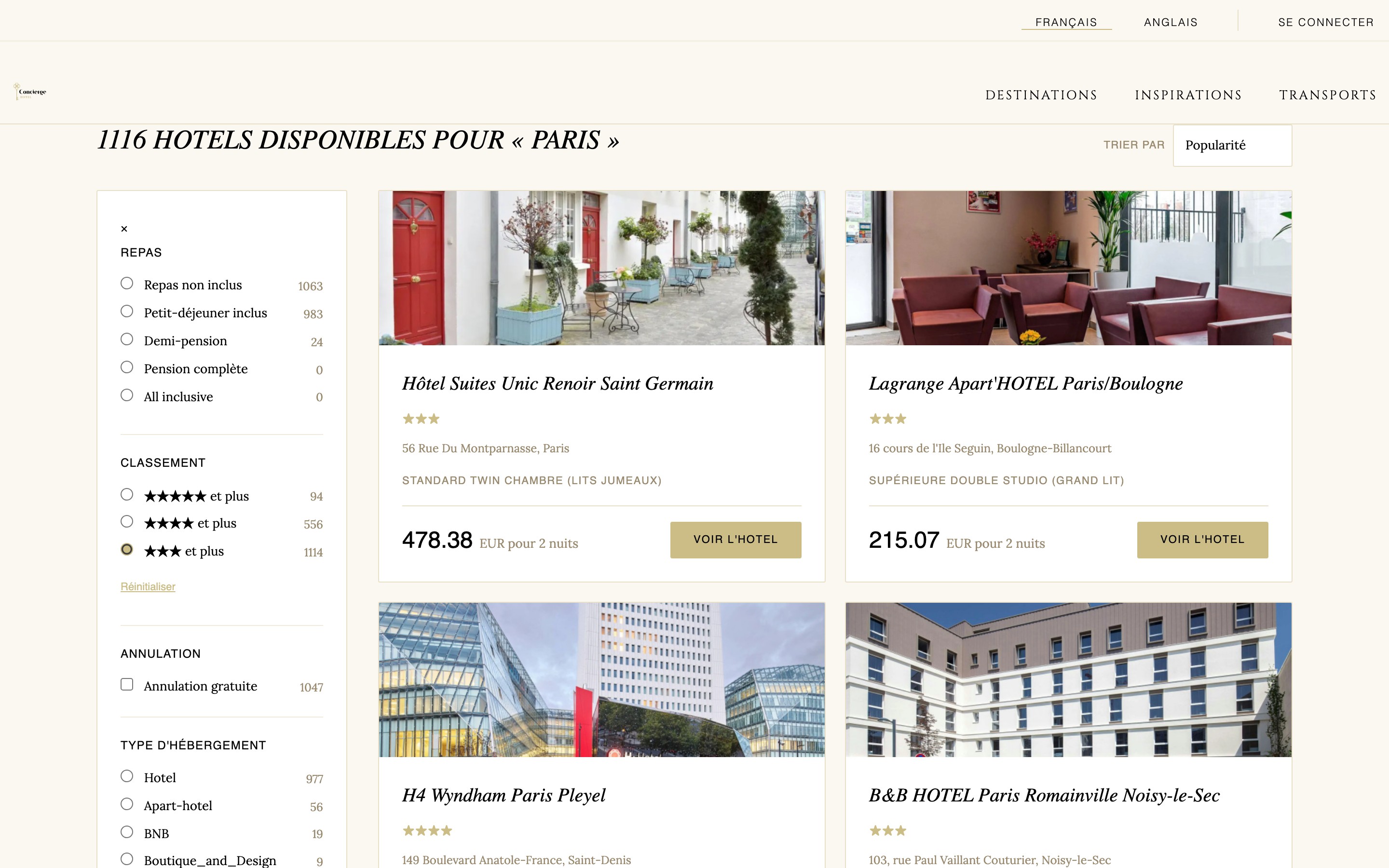 Gastronomie- und Destinationsinhalte des Concierge Hotel