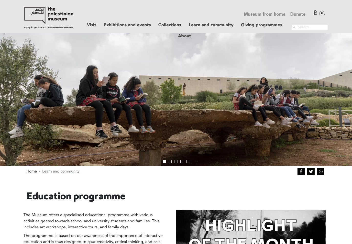 The Palestinian Museum: learning webpage