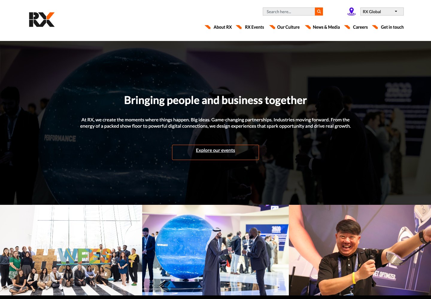 RX Global: event marketing webpage