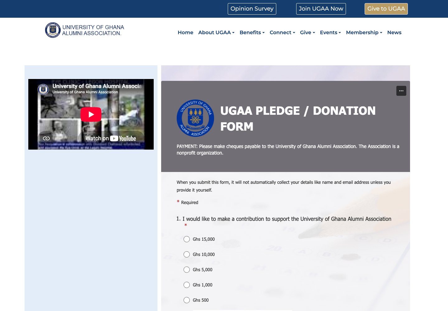 University of Ghana &mdash; Alumni Association: giving webpage