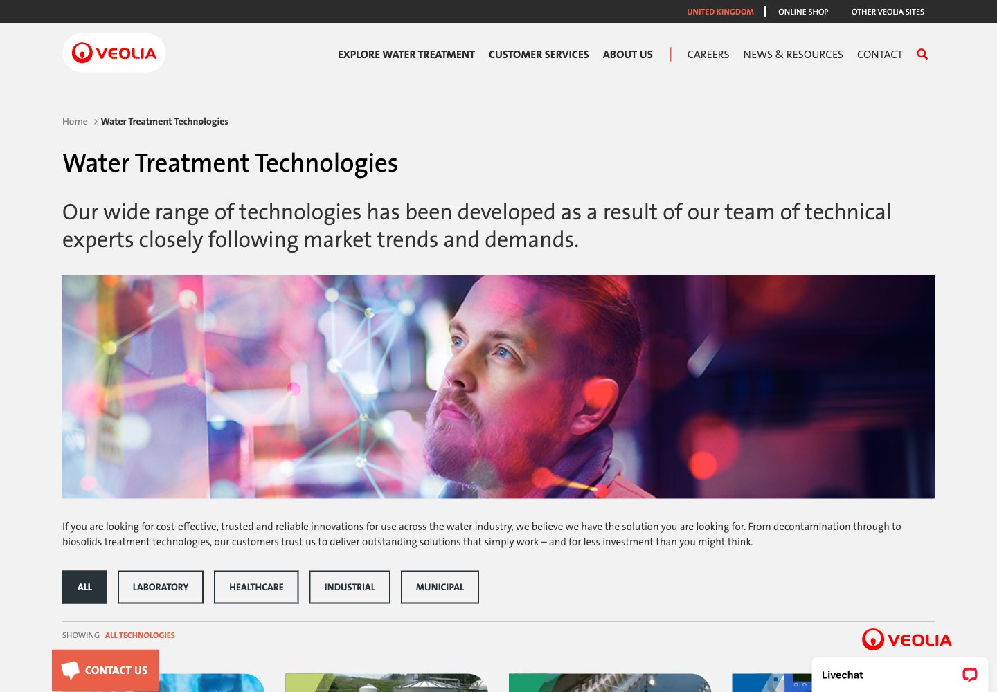 Veolia Water Technologies &mdash; UK: technologies webpage