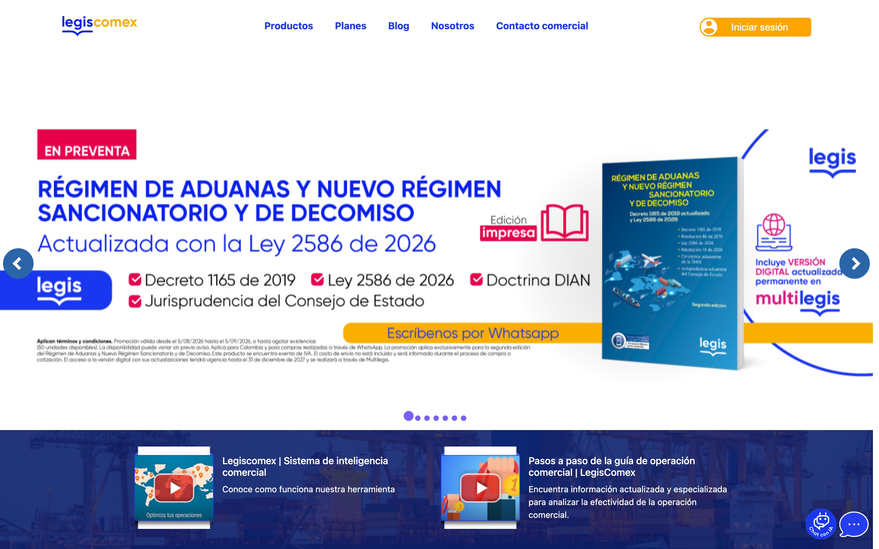 Legiscomex homepage campaign for the updated customs regime publication, built with DXPR Builder