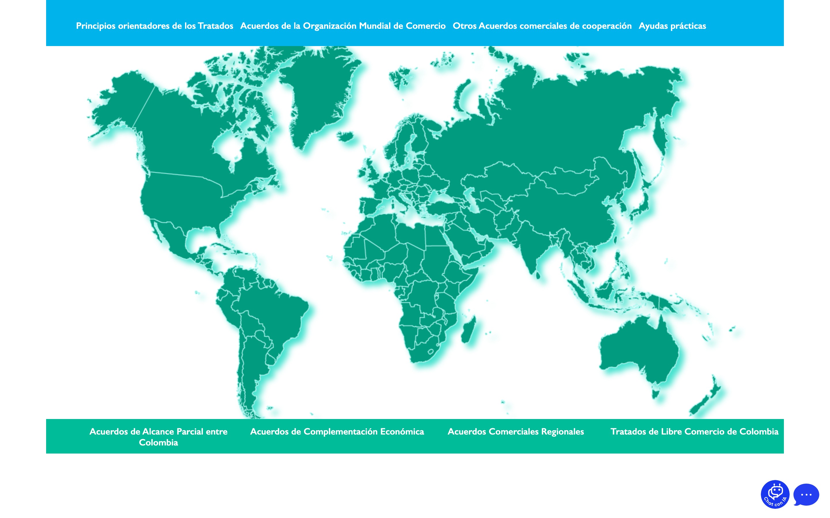 Legiscomex trade-agreement reference page with world map, built with DXPR Builder