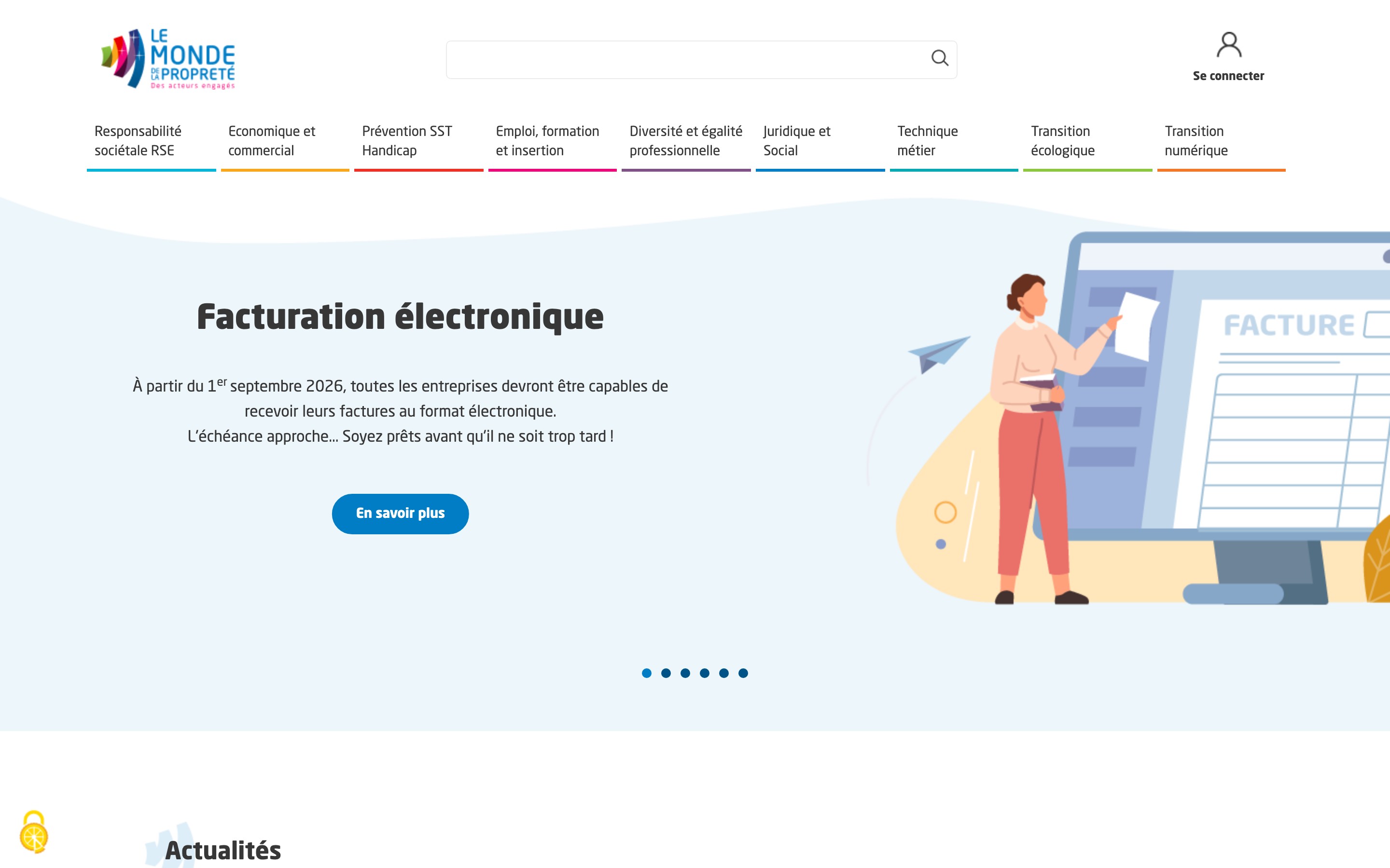 Monde Propret&eacute; industry portal homepage
