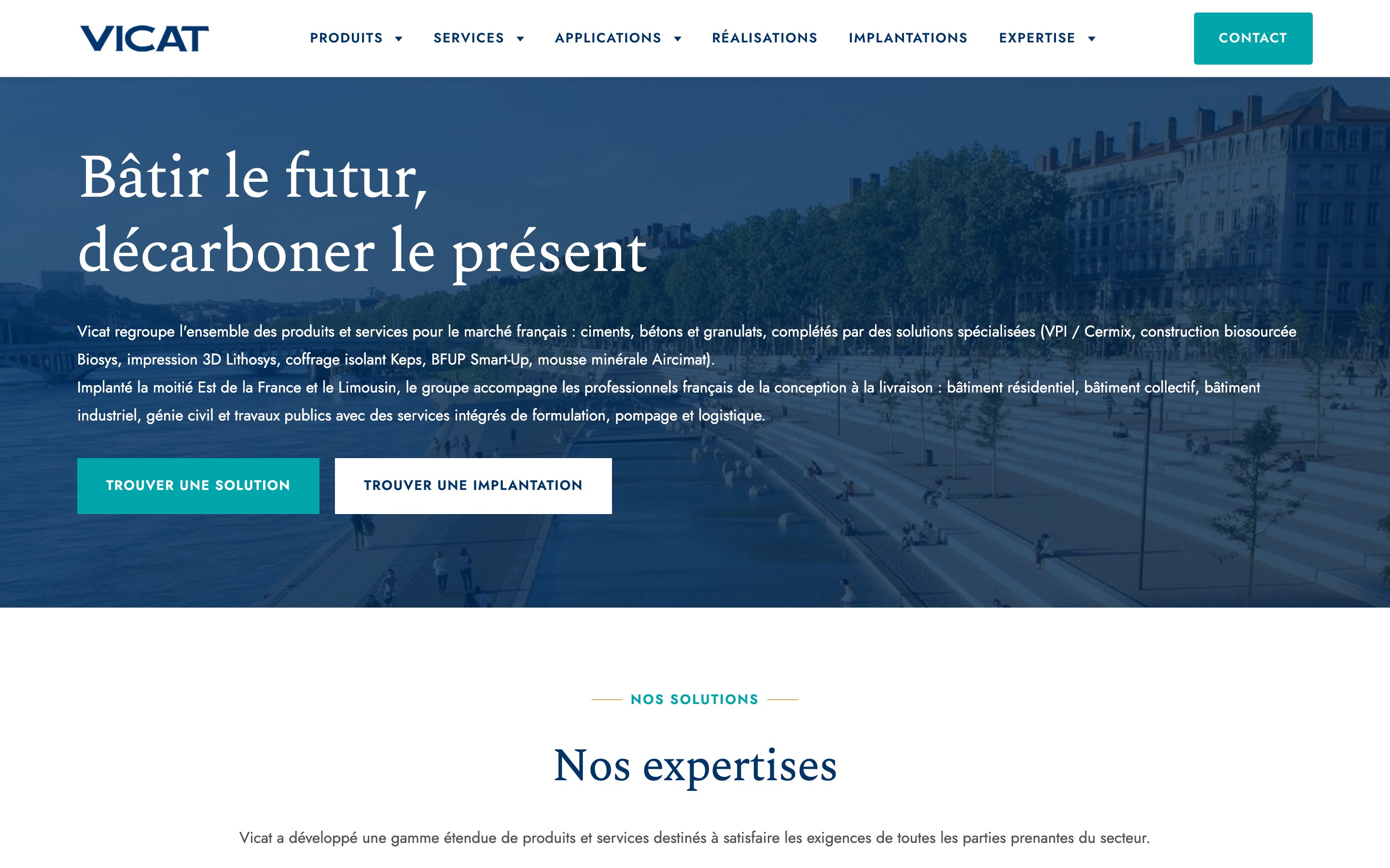 Solutions Vicat construction product pages