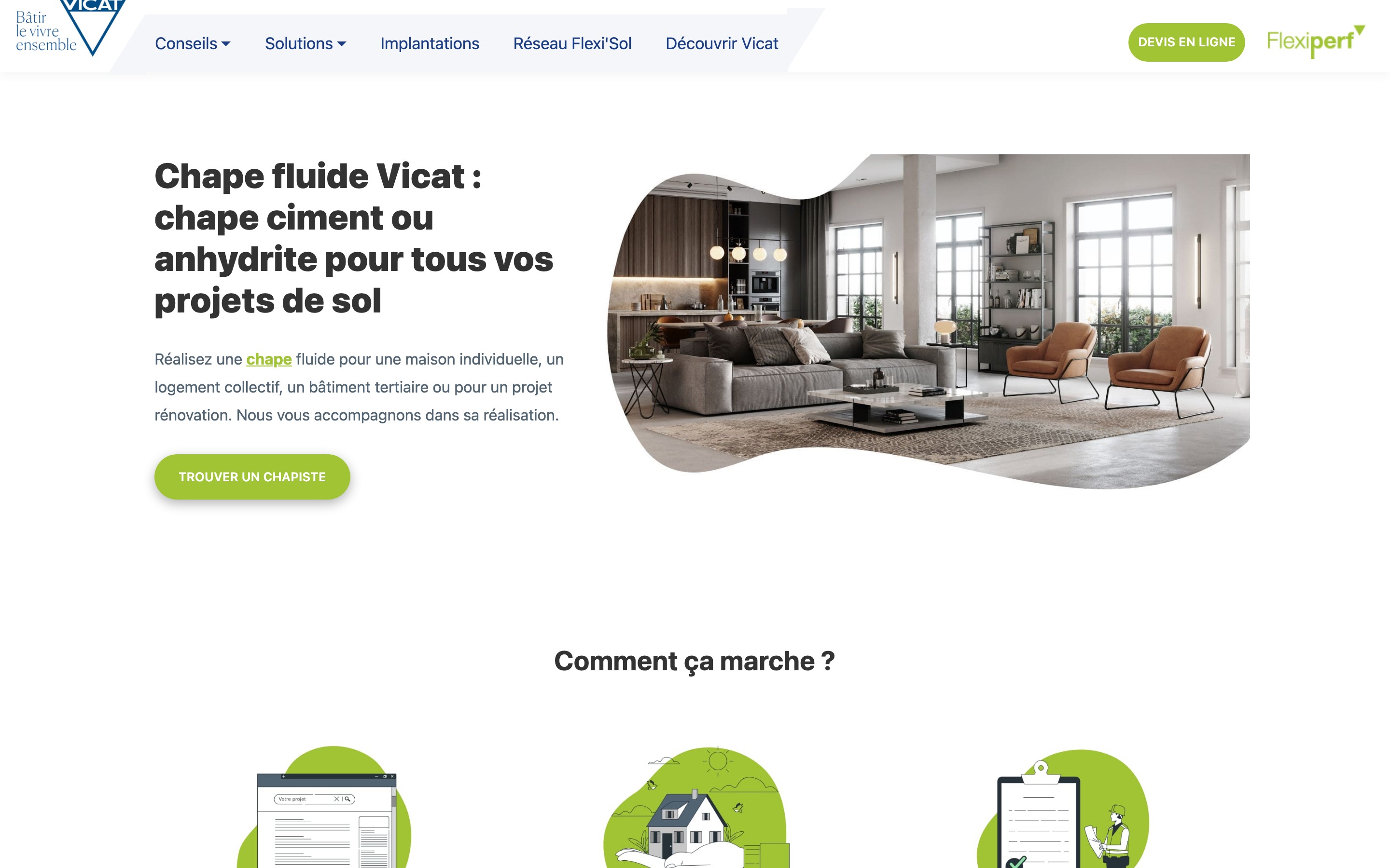 Chape Vicat floor screed product pages