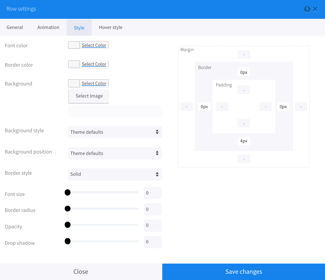 Glazed Builder: text settings