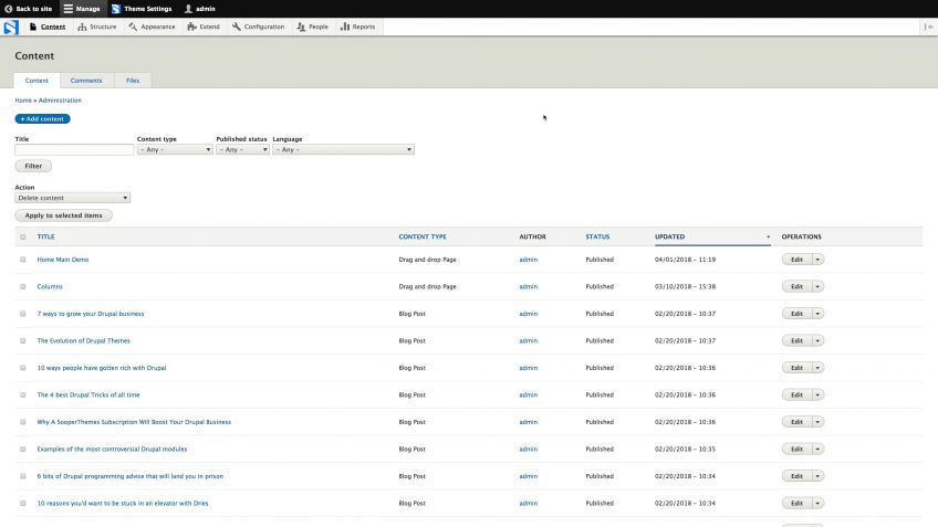 Drupal 8 Contact Management Administration Page