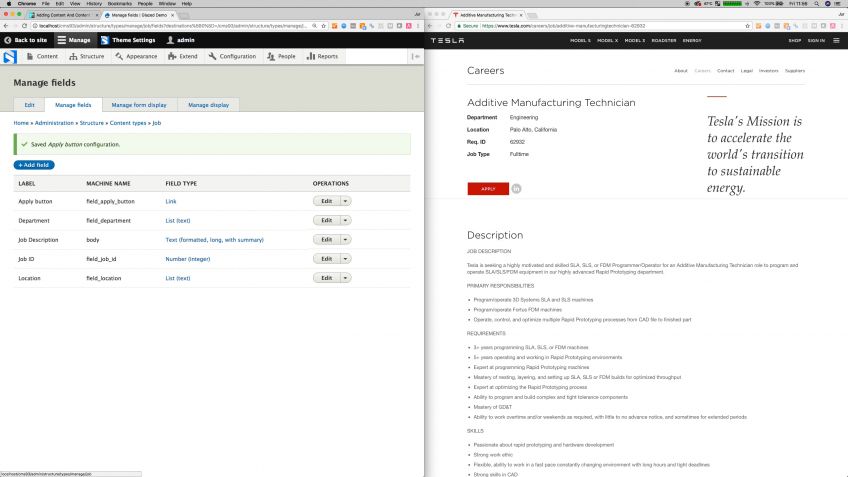 Drupal 8 Job Vacancy Content Type