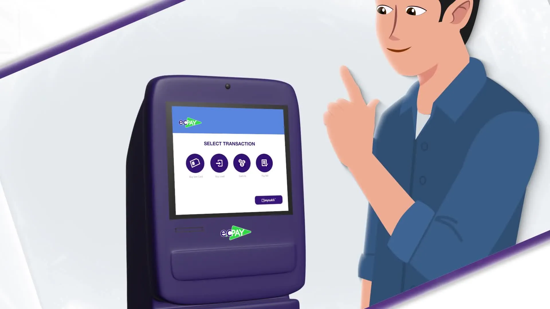 Illustration of a person using an ECPay payment kiosk
