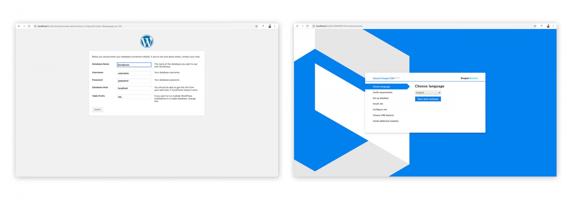 WordPress vs Drupal Installation
