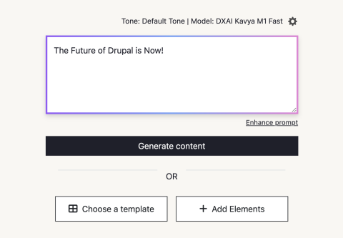 AI prompt box reading The Future of Drupal Is Now!