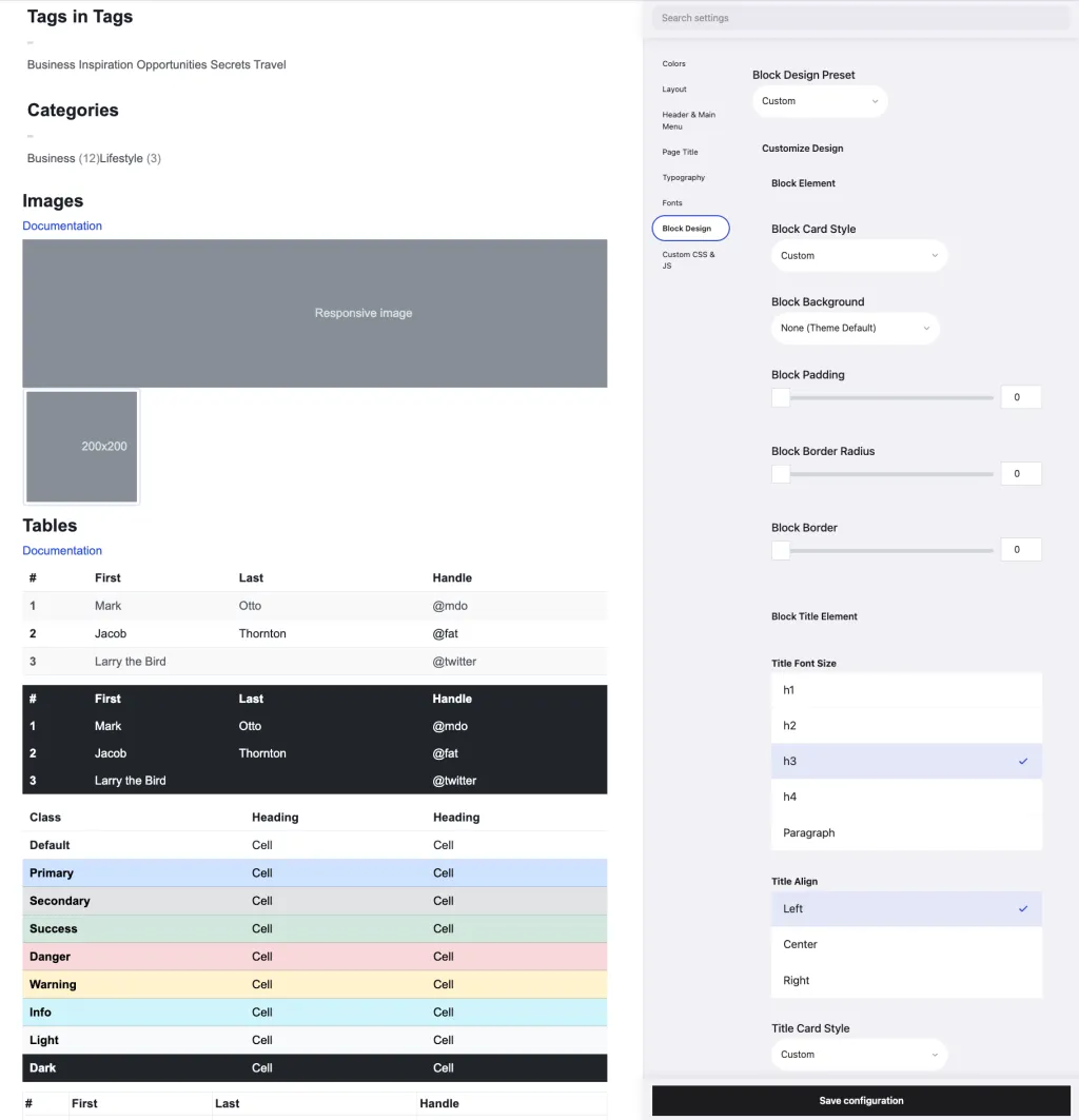 DXPR Theme Block Design Theme Settings