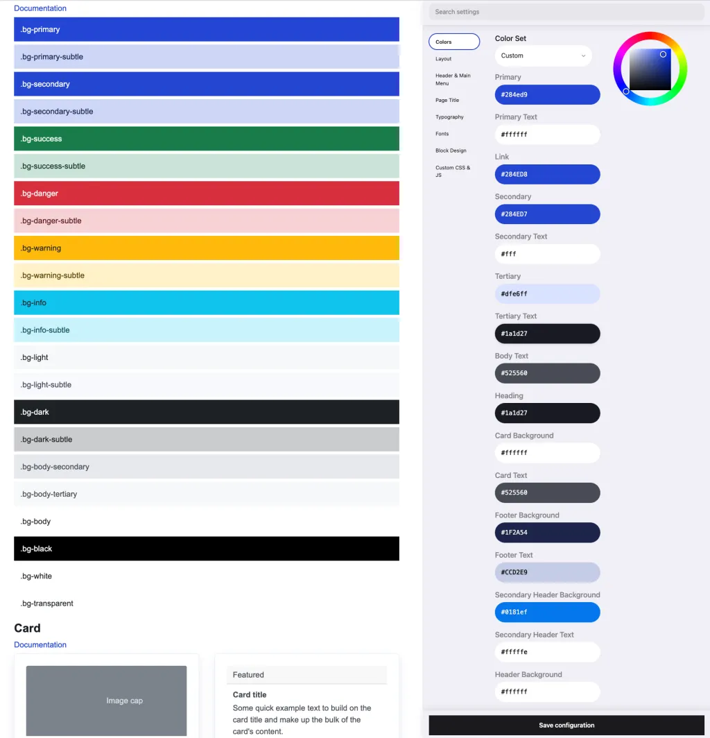 DXPR Theme Color Theme Settings