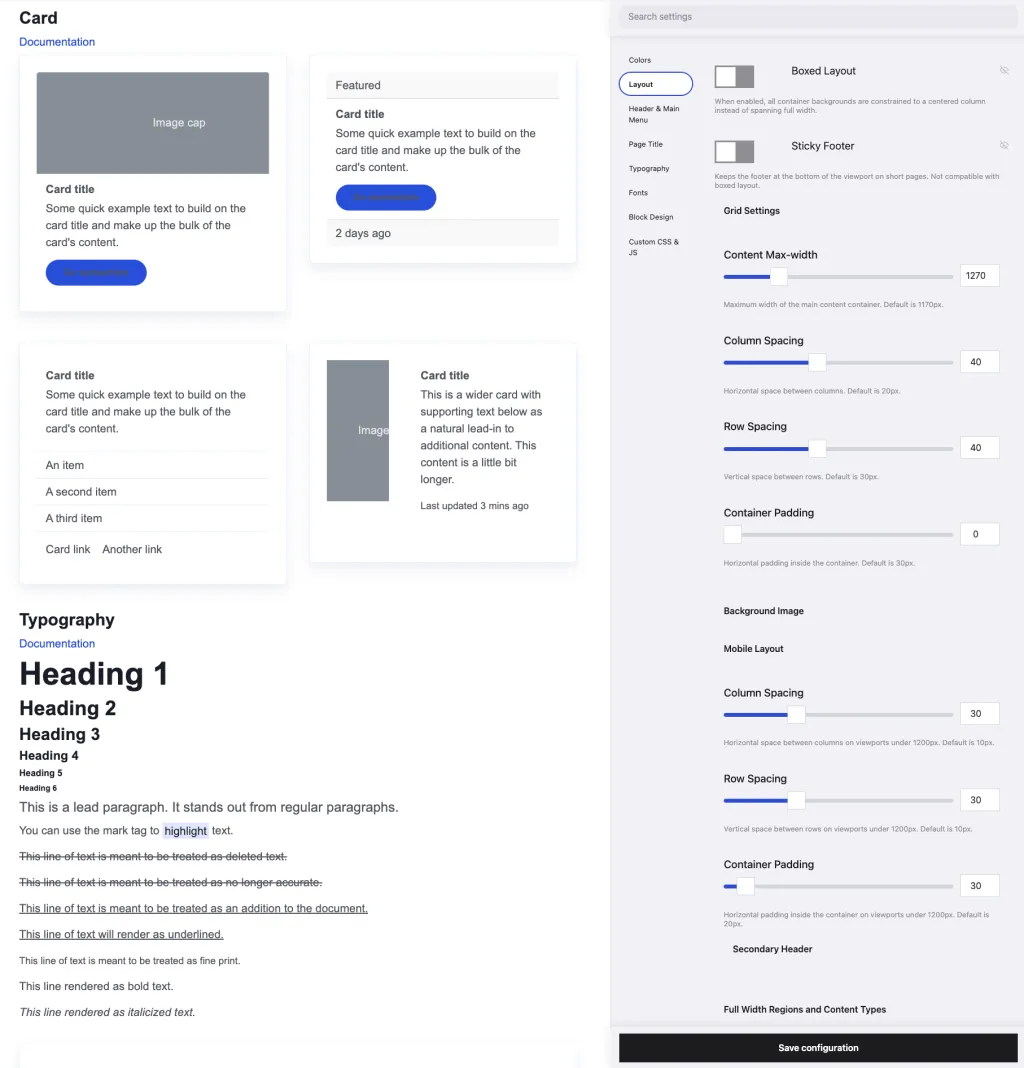 DXPR Theme Layout Theme Settings